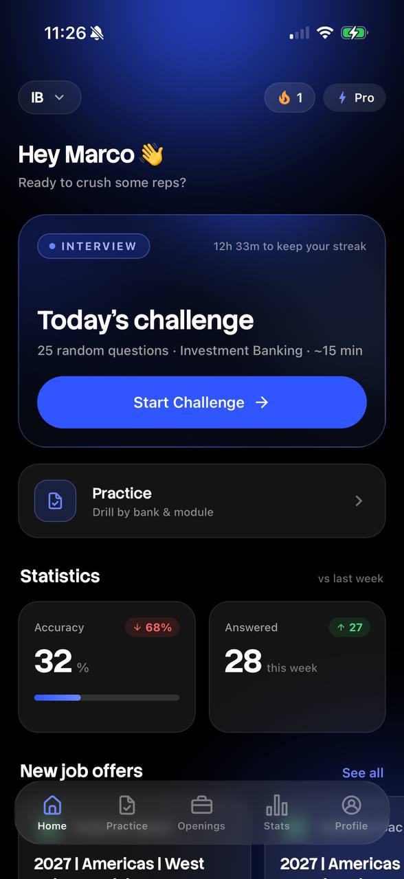 Screenshot di Finance Interview Prep